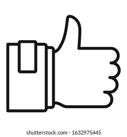 Thumb up icon. Outline thumb up vector icon for web design isolated on white background