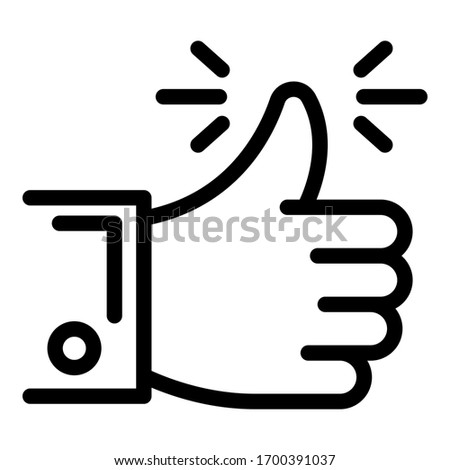 Thumb up icon. Outline thumb up vector icon for web design isolated on white background