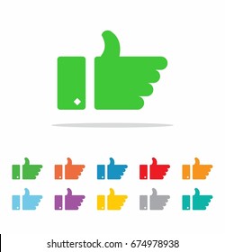 Thumb Up icon set in flat style on white background vector illustration