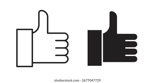 Conjunto de iconos de pulgar hacia arriba, arte de línea y diseño de glifos. Eps10