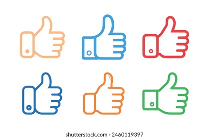 Thumb up icon set on white background. Vector illustration in trendy flat style