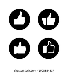 Thumb up icon set. Perfect for design element from social media and like button. Flat icon collection of a thumb up in a circle. 