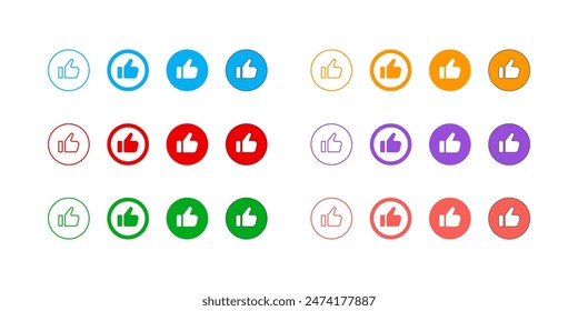 Thumb up icon set. Vector Illustration.