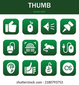 thumb icon set. Vector  illustrations related with Thumbs up, Mouse and Eye
