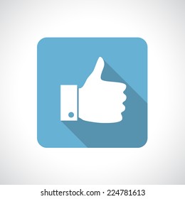 Thumb up icon with shadow. Square icon. Flat modern design.