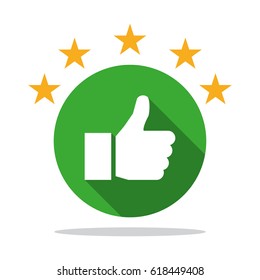 Thumb up icon with shadow with star rating