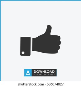 thumb up icon. Simple filled thumb up icon. On white background.