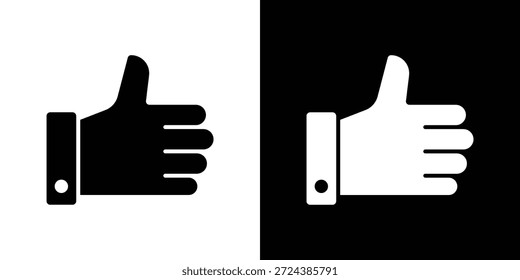 Ícone de Polegar para cima ilustrações gráficas simples e planas. Vetor de silhueta preto e branco