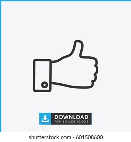thumb up icon. simple outline thumb up vector icon. on white background.
