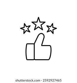thumb icon with star, simple flat style, illustration, logo sign symbol pictogram template, for ui or ux isolated on white for mobile app, editable