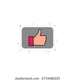 Thumb icon styled illustration conveying approval, usability, friendly digital branding.