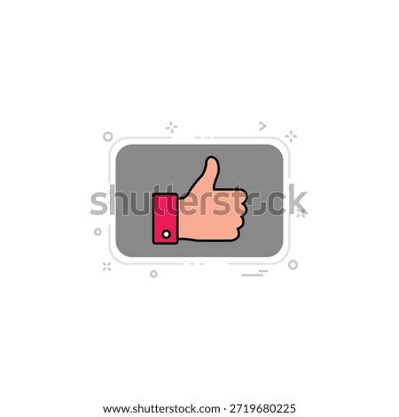 Thumb icon styled illustration conveying approval, usability, friendly digital branding.