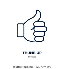 thumb up icon from success collection. Thin linear thumb up, up, like outline icon isolated on white background. Line vector thumb up sign, symbol for web and mobile