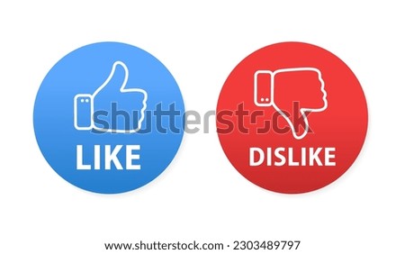 Thumb icon that shows the feeling of likes or dislikes on social media. Like and dislike vector flat icons. Design elements for smm, advertising, marketing, ui, ux, apps. Vector illustration