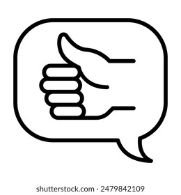 Thumb up icon in thin line style Vector illustration graphic design