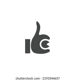 Thumb up Icon in trendy flat style isolated on grey background. Good symbol for your web site design, logo, app, UI, Thumbs up vector logo. Flat design style. Modern vector pictogram for web graphics 