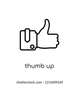 thumb up icon. Trendy modern flat linear vector thumb up icon on white background from thin line collection, outline vector illustration