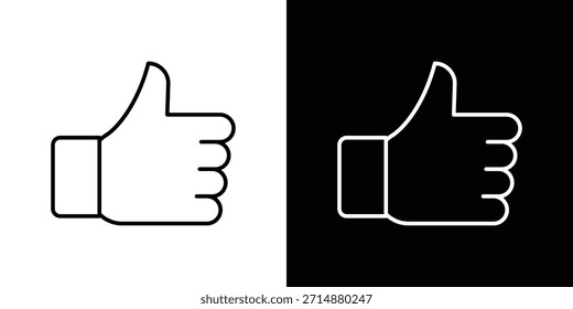 Icono de pulgar hacia arriba en estilo de línea de trazo de moda. Conjunto de Vector de icono de Sitio web.