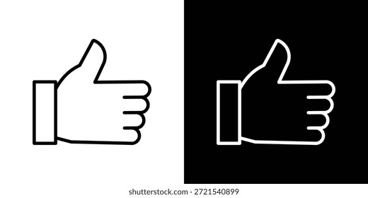 Icono de pulgar hacia arriba en estilo lineal delgado de trazo de moda.