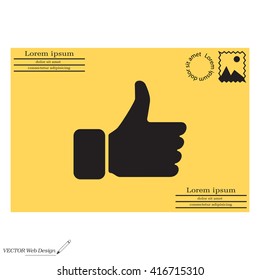 thumb up icon, vector illustration