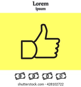thumb up icon, vector illustration