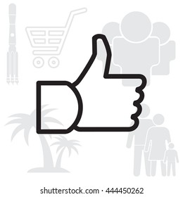 thumb up icon, vector illustration