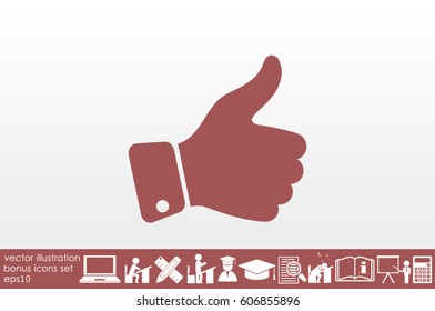 thumb up icon vector illustration eps10. Isolated badges for website or app - stock infographics