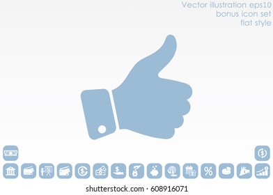 thumb up icon vector illustration eps10. Isolated badges for website or app - stock infographics