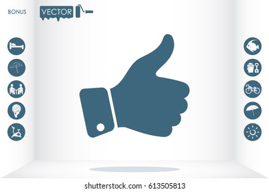 thumb up icon vector illustration eps10. Isolated badges for website or app - stock infographics