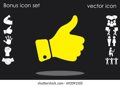 thumb up icon vector illustration eps10. Isolated badges for website or app - stock infographics