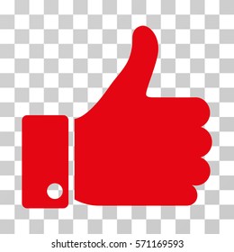 Thumb Up icon. Vector illustration style is flat iconic symbol, red color, transparent background. Designed for web and software interfaces.