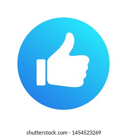 Thumb up icon. Vector like icon, inscribed in gradient blue circle. Ready like button for website and mobile app.