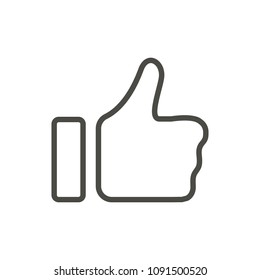 Thumb up icon vector. Line like symbol isolated. Trendy flat outline ui sign design. Thin linear like hand graphic pictogram for web site, mobile app. Logo illustration. Eps10.