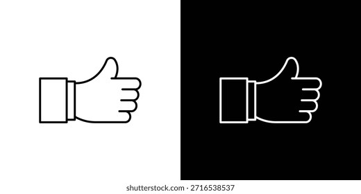 Contorno del logotipo del icono del pulgar hacia arriba. Vectores de línea delgada