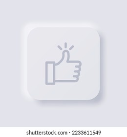 Thumb-up-Symbol, White Neumorphism Soft UI Design for Web Design, Application UI und mehr, Button, Vector.