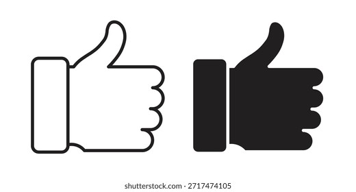 Thumb up icons. Pixel perfect. Vector outline icon. Flat logo concept.