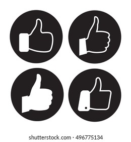 thumb icons set, black on a white background