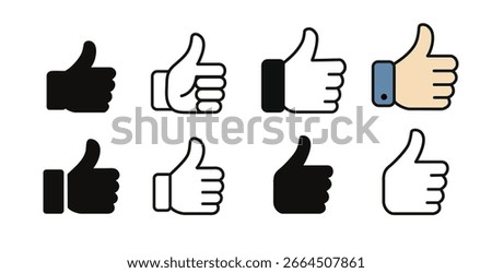 Thumb up icons set. Like icons vector pack