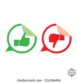 Thumb up icons and thumbs down signs, vector illustration 
