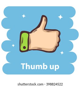 Thumb up icon.Vector cartoon thumb up hand ,finger  icon isolated.