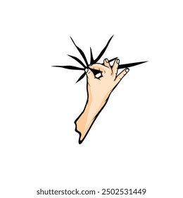 thumb and index finger hand gestures pinch water spit inside here vector illustration