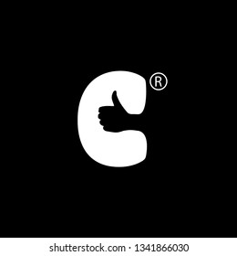Thumb Up initial letter C logo design icon set