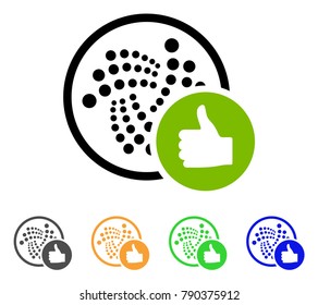 Thumb Up Iota icon. Vector illustration style is a flat iconic thumb up iota symbol with gray, yellow, green, blue color versions. Designed for web and software interfaces.