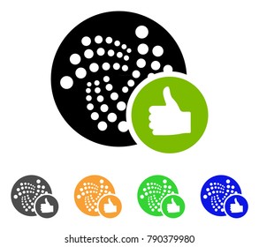Thumb Up Iota icon. Vector illustration style is a flat iconic thumb up iota symbol with gray, yellow, green, blue color versions. Designed for web and software interfaces.