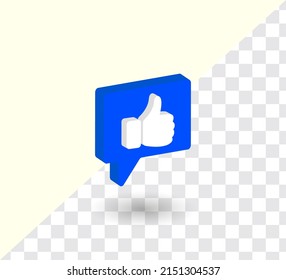 Thumb up , like button symbol, 3d illustration 