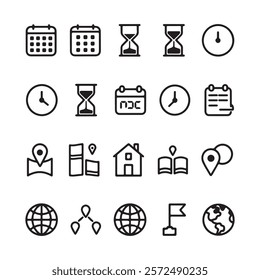 Thumb up and like gesture editable stroke outline icons set isolated on white background flat vector illustration. Pixel perfect. 64 x 64