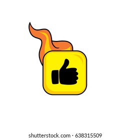 thumb up like gesture fire icon button game asset theme