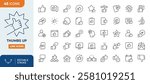 Thumb up and like gesture line editable icon set. Thumbs up icon set.	
