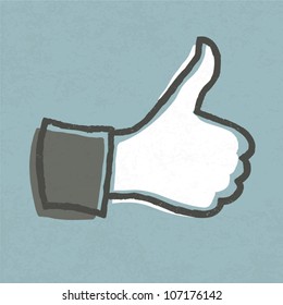 Thumb up "like" hand symbol. Vector, EPS10.