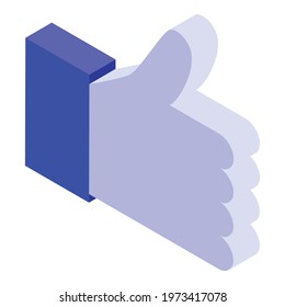 Thumb up like icon. Isometric of thumb up like vector icon for web design isolated on white background